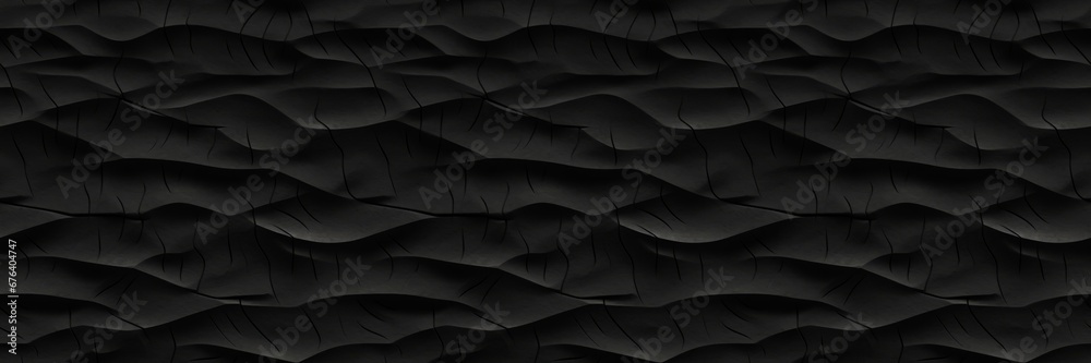 Abstract dark black anthracite gray 3d concrete cement texture wall texture background wallpaper banner with waves, seamless pattern - obrazy, fototapety, plakaty 