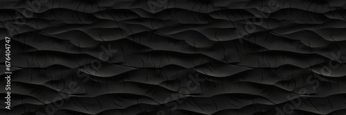Abstract dark black anthracite gray 3d concrete cement texture wall texture background wallpaper banner with waves, seamless pattern