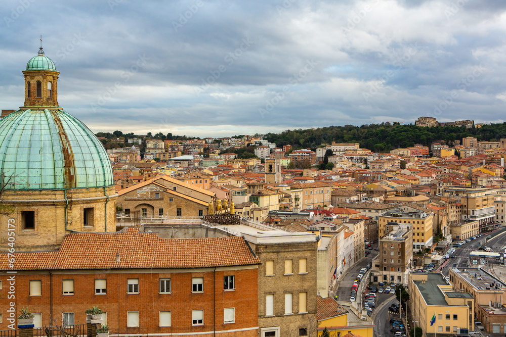 Beautiful view of the Italian port city of Ancona on the Adriatic coast.