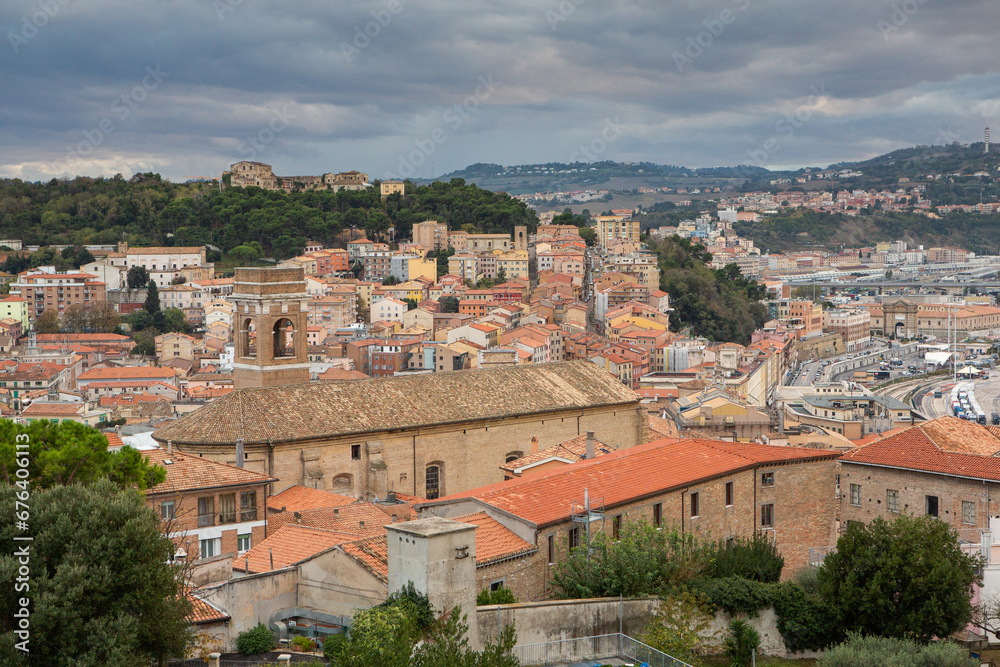 Beautiful view of the Italian port city of Ancona on the Adriatic coast.