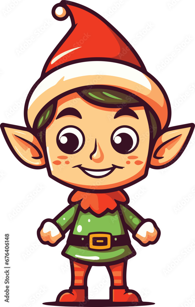 Cute Happy Christmas Elf Boy Cartoon