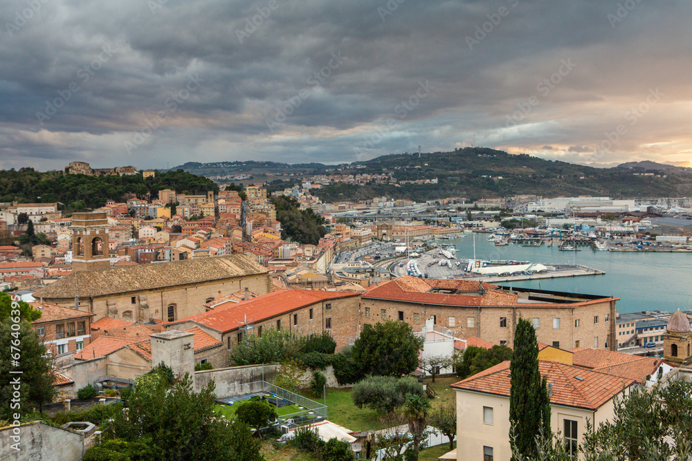 Beautiful view of the Italian port city of Ancona on the Adriatic coast.