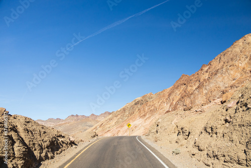One lane road through Death Valley National Park, California