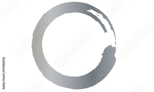 筆　丸　かすれ　円　和風　手描き シルバー　銀