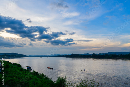 Landscape of Mekong river in Chiang Khan district with cloudy on evening, Loei. Travel and amazing Thailand © kwanchaichaiudom