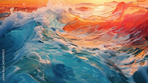 An The beauty of the abstract waves in the colorful river and sea meet during the high and low tides.