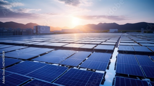 A renewable energy solar panel factory that is a landmark in the urban landscape.