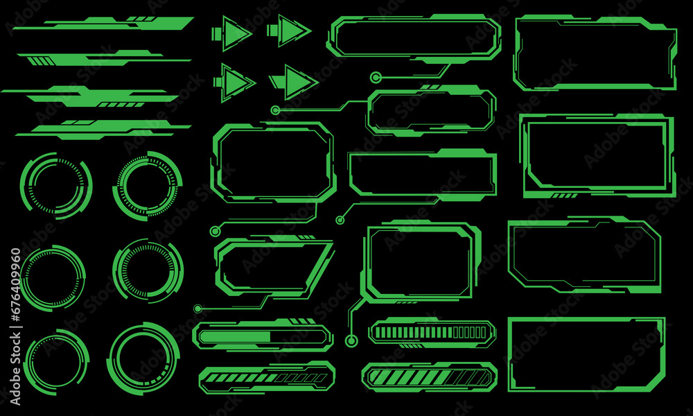 Green line cyber interface elements holographic on black design ultramodern futuristic  vector