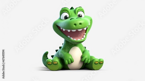 adorable simple alligator clipart white background.Generative AI