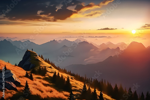 sunrise-view-from-a-high-mountain-top. Generative AI