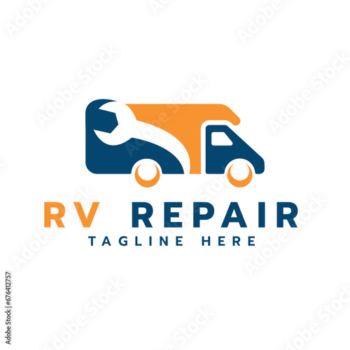 Recreational vehicle Repair Logo design creative and modern concept