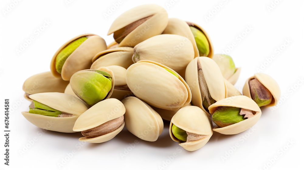Pistachios isolated on white background. Made with generative ai Pistachios isolated on white background. Made with generative ai