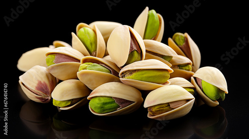 Pistachios isolated on black background. Made with generative ai