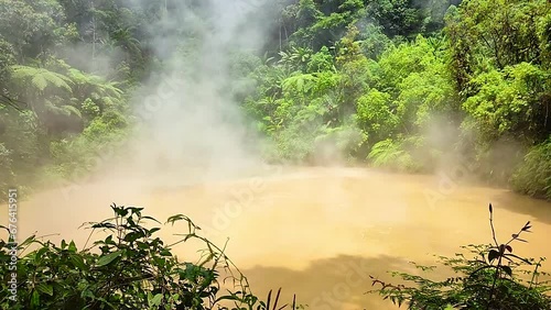 Mountain with boiling mud lake. Mud lake Agco. Kidapawan, Philippines. photo