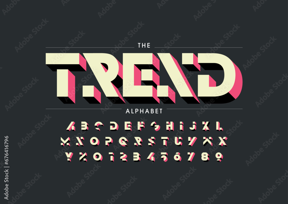 Fototapeta premium Vector of stylized modern font and alphabet