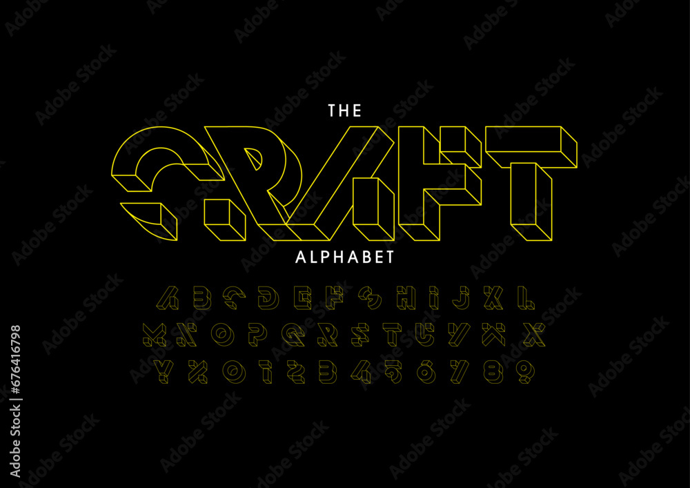 Obraz premium Vector of stylized modern font and alphabet