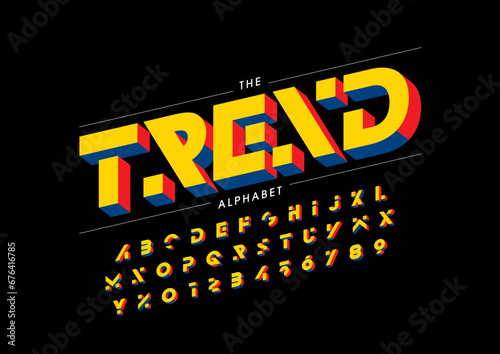 Vector of stylized modern font and alphabet