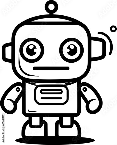 Hand-drawn Robotic ChatGPT Robot Vintage Outline Icon In Hand-drawn Style