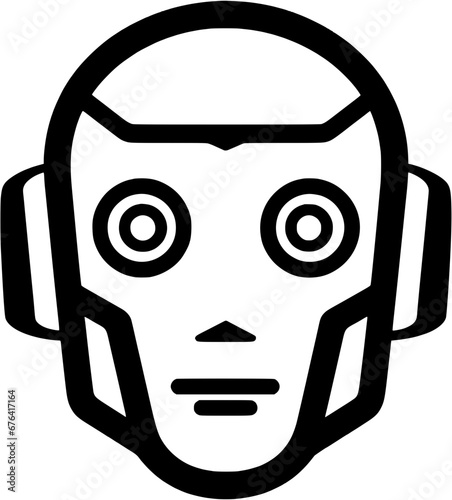 Hand-drawn Robotic Robot Head Vintage Outline Icon In Hand-drawn Style