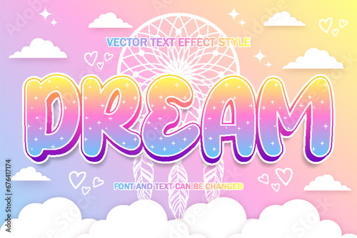 dream colorful fantasy dreamcatcher typography editable text effect style template design background