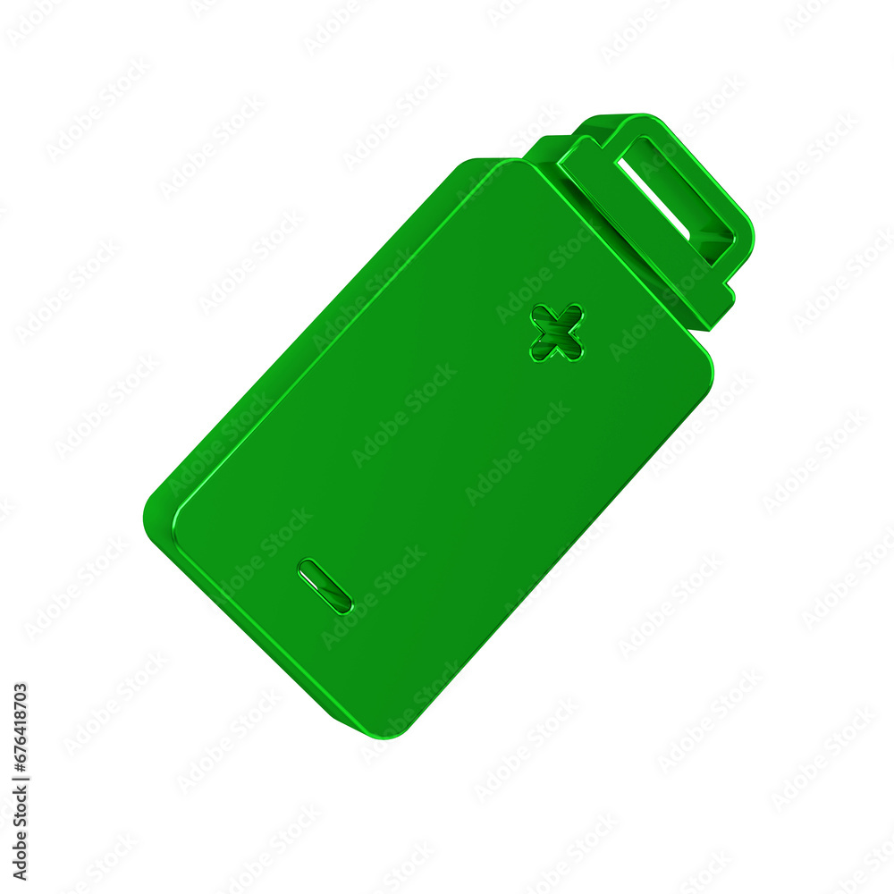 Green Battery charge level indicator icon isolated on transparent background. Green Battery charge level indicator icon isolated on transparent background.