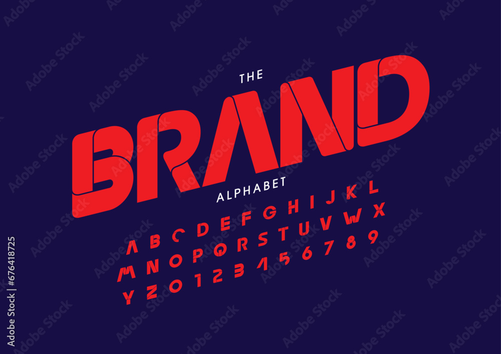 Vector of stylized modern font and alphabet