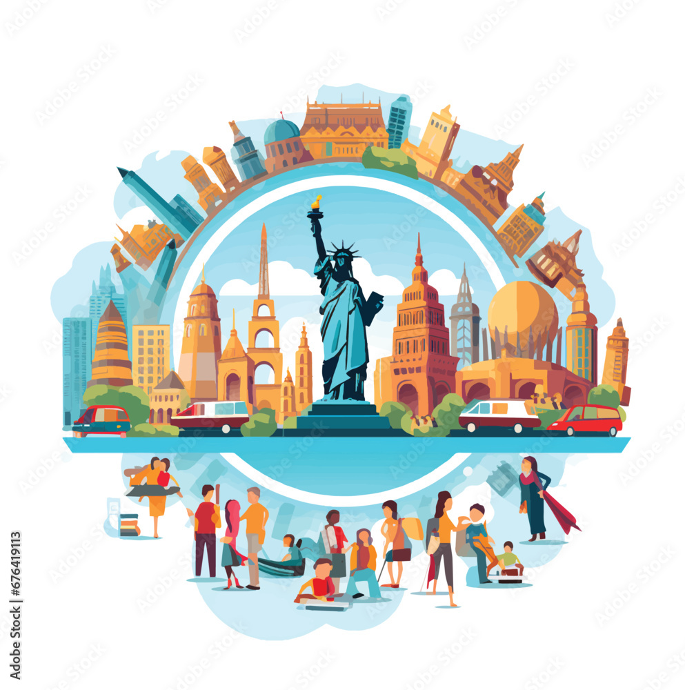 World travel concept vector illustration on white background.