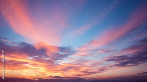 Serene Sunset with Pink and Blue Clouds