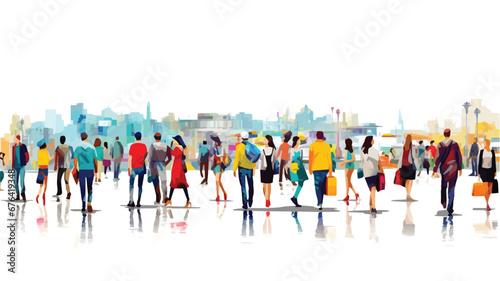 Minimalist vector illustration of a festival of travel, holidays on a white background, people traveling.