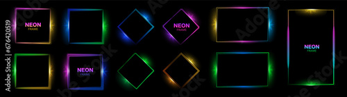 Square neon frame for header, logo and promotional banner