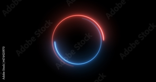 Futuristic neon-colored retro-style glowing circles motion graphic. Loop animation video of neon glowing stylish circle shape bg. Neon lights. circle lights illustration.