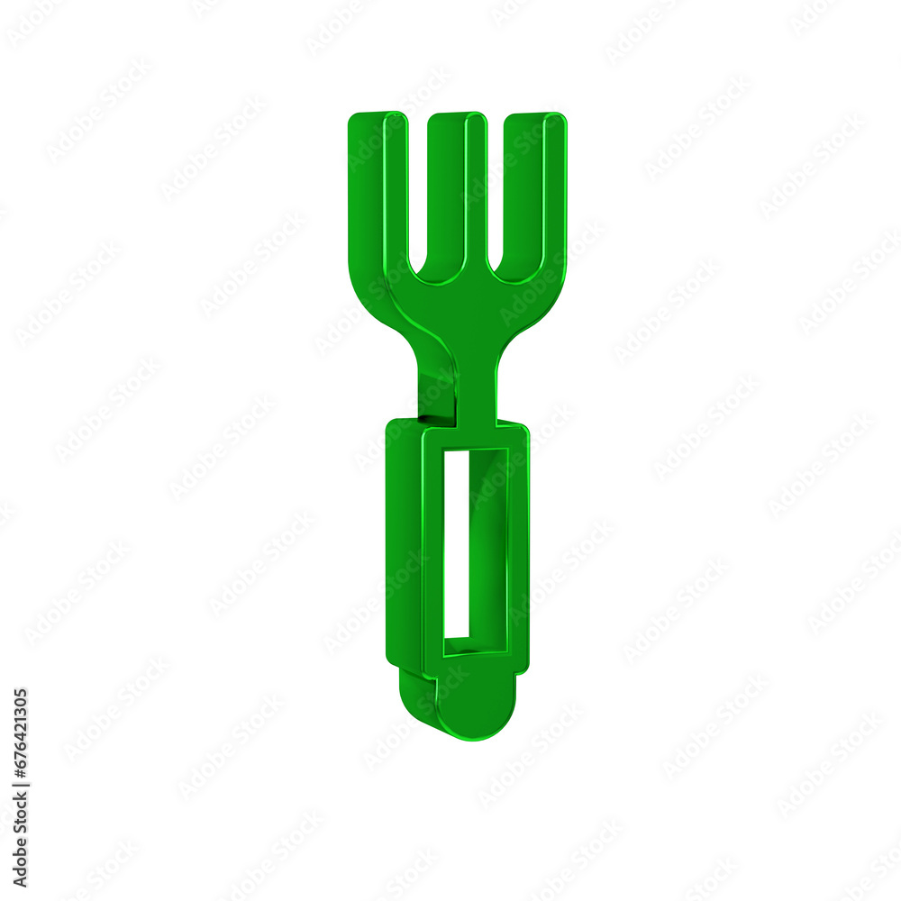 Green Fork icon isolated on transparent background. Cutlery symbol. Green Fork icon isolated on transparent background. Cutlery symbol.