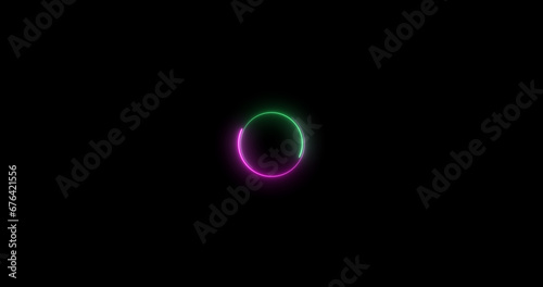 Futuristic neon-colored retro-style glowing circles motion graphic. Loop animation video of neon glowing stylish circle shape bg. Neon lights. circle lights illustration.
