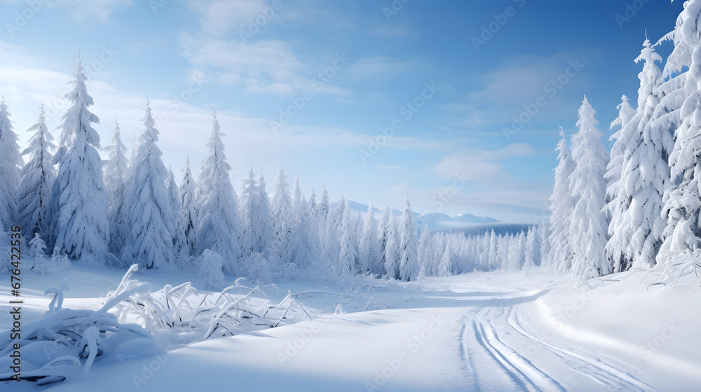 Icy landscapes in a winter snow storm . Icy landscapes in a winter snow storm .