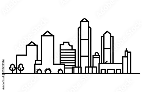 Houston city skyline vector illustration  Houston Skyline City Outline Skyline Silhouette Vector Illustration.