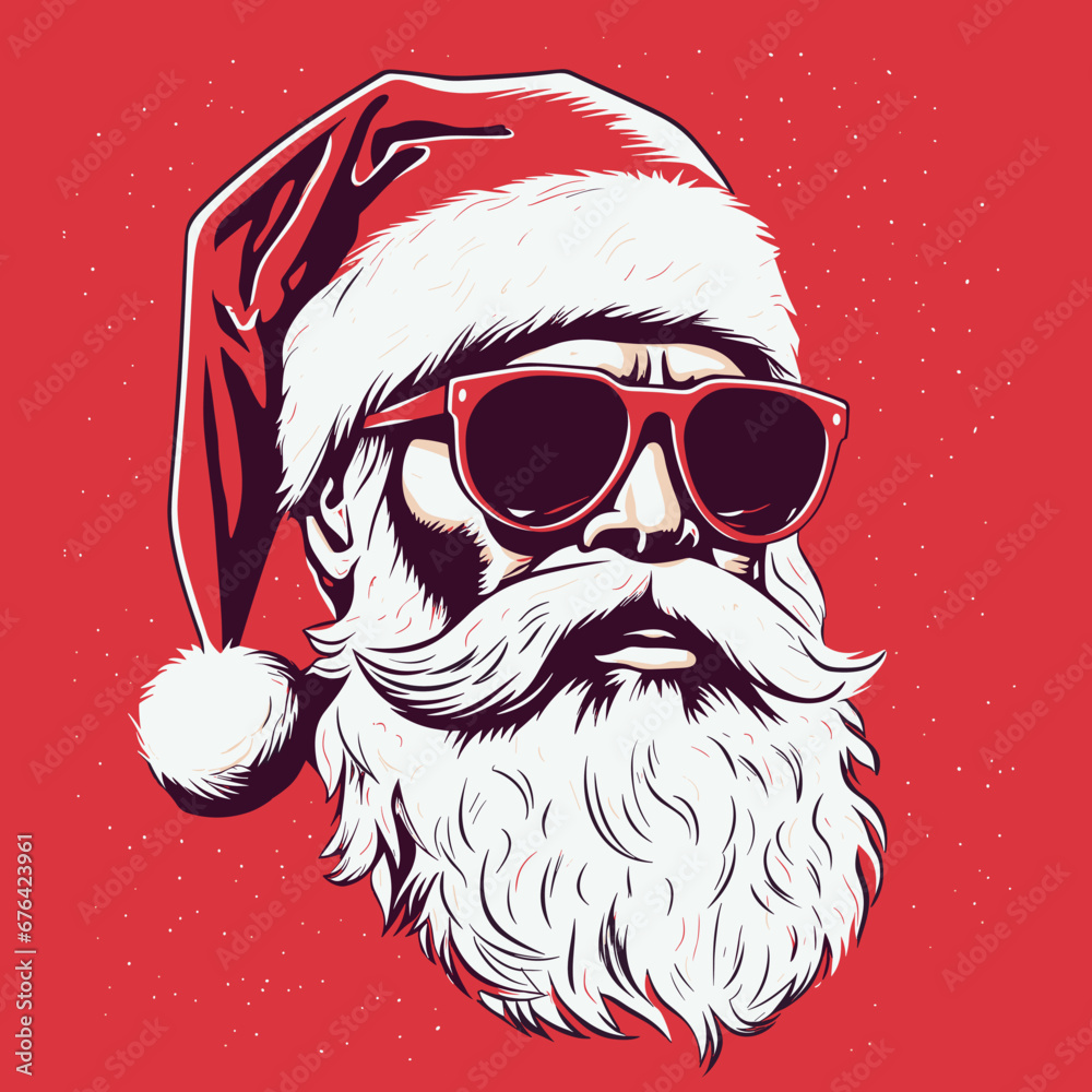 Santa Claus 2D, clipart, christmas, red background Santa Claus 2D, clipart, christmas, red background