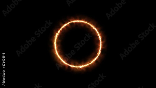 Glowing saber neon fire circle loop photo