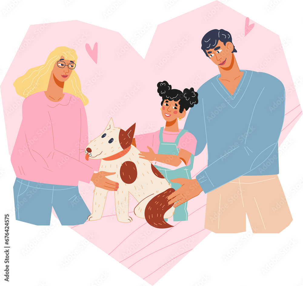 Banner with family with a mother, father, child and dog. Family love and joy of being together concept for family day greeting cards and banners design. Banner with family with a mother, father, child and dog. Family love and joy of being together concept for family day greeting cards and banners design.