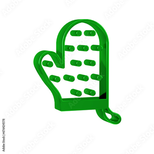 Green Oven glove icon isolated on transparent background. Kitchen potholder sign. Cooking glove.