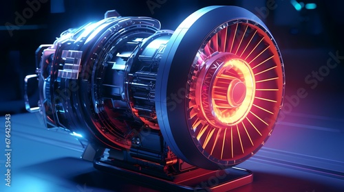 Futuristic jet engine turbine technology engineer