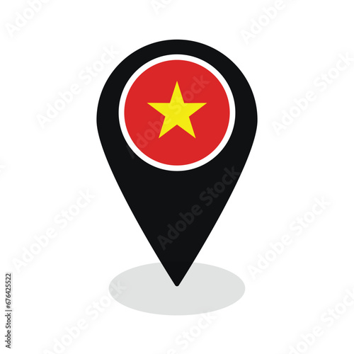 Free Download Flag of Vietnam flag on map pinpoint icon isolated black color - GFXLoad