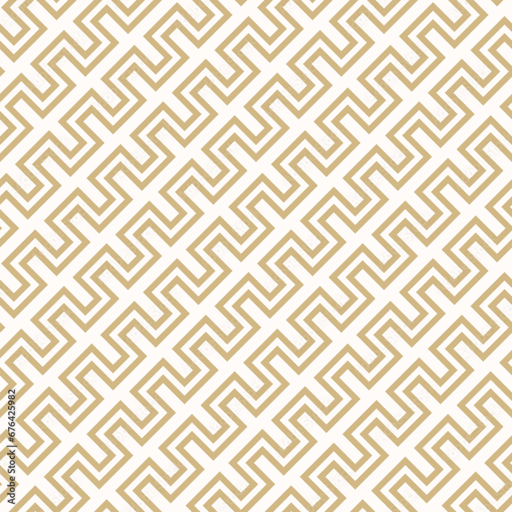 Seamless abstract geometric pattern with diagonal golden meander lines, vector design background. Elegant simple texture ornament. Repeat modern style for design for decor, print, wallpaper, fabric Seamless abstract geometric pattern with diagonal golden meander lines, vector design background. Elegant simple texture ornament. Repeat modern style for design for decor, print, wallpaper, fabric