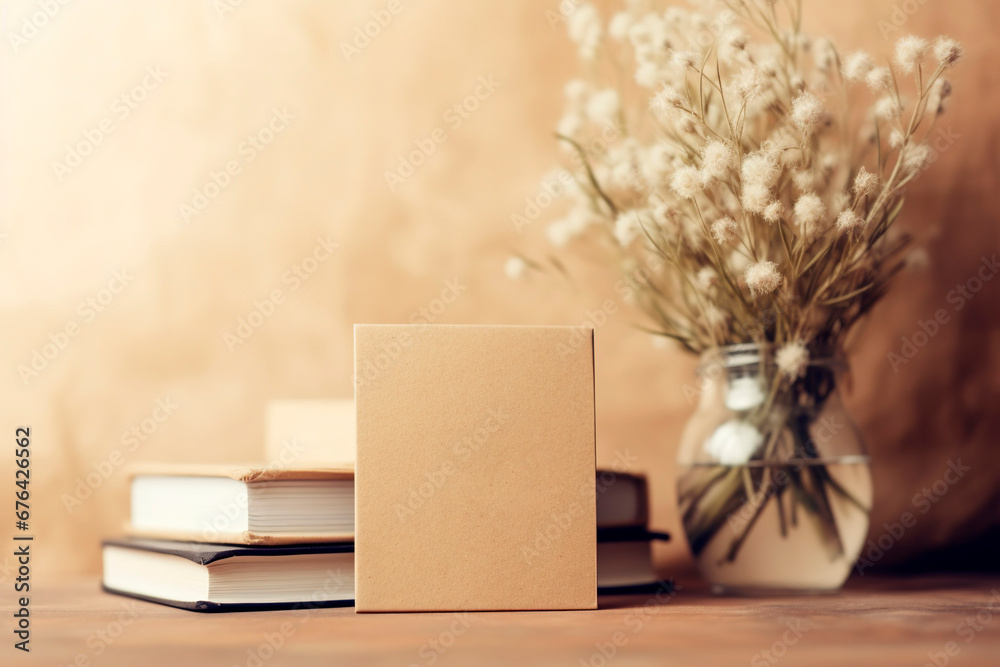 Mockup of wedding albums or blank book covers, in natural organic tones. - obrazy, fototapety, plakaty 