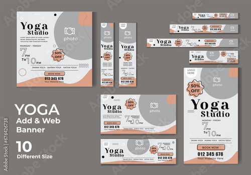 Yoga Web Banner Collection. Social Media banner template. Meditation Social media post design.Add Banner template collection.spa promotional  template.