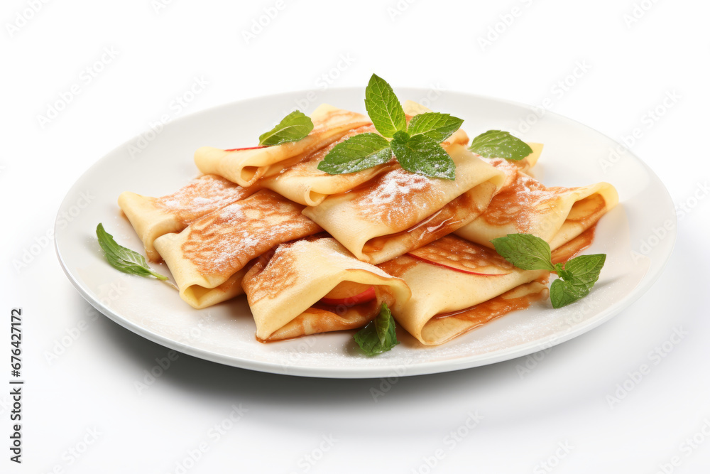 Apple Crepes on White Background Apple Crepes on White Background