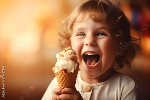 A Portrait of kid eating ice cream, Happiness, Premium Quality Image, Hd Wallpaper