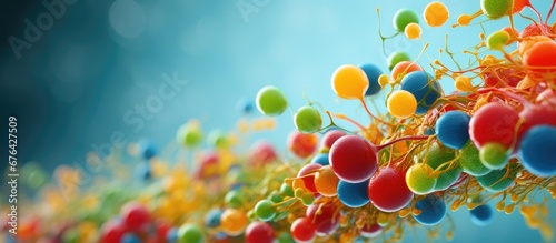 The colorful ai illustration of a healthy and vibrant background showcases the intricate model of a protein highlighting the intersection of health medical science and biology in the field 