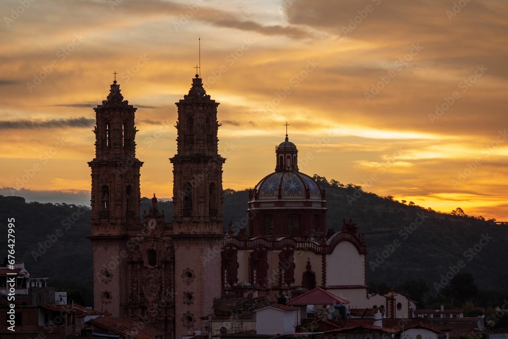 Church of Taxco Guerrero, Mexico during sunrise