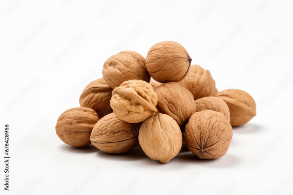 A pile of walnuts sitting on top of each other. A pile of walnuts sitting on top of each other.