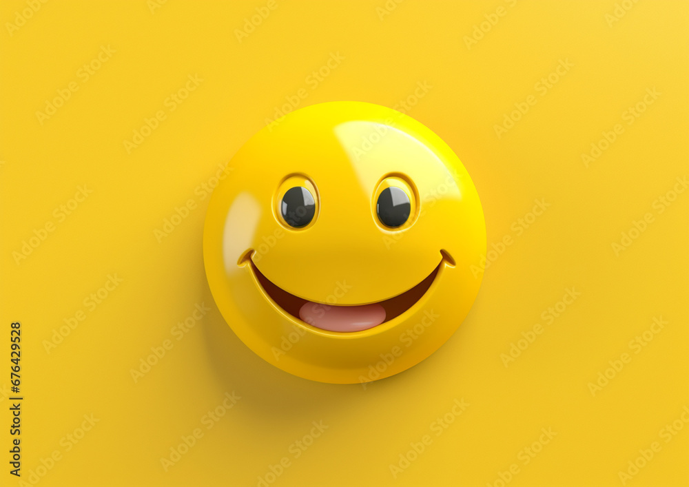 Yellow emoji 3D mood swings , smiley emoticon ball on yellow background Yellow emoji 3D mood swings , smiley emoticon ball on yellow background